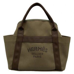 HERMES Sac De Pansage Groom - Khaki Dark Brown Polyamide Cotton Polyurethane A